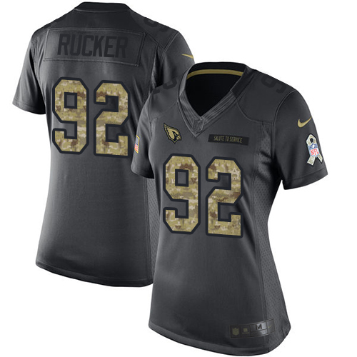 Women's Limited Frostee Rucker Nike Jersey Black - #92 2016 Salute to Service NFL Arizona Cardinals
